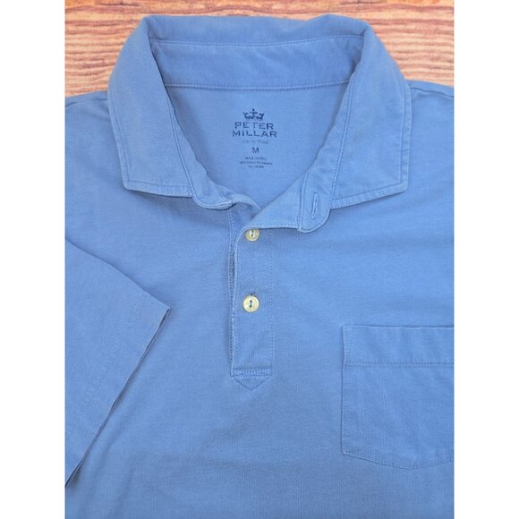 Peter Millar Crown Mens Polo Medium Blue Cotton Blend - Picture 4 of 7